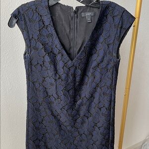 J. Crew Midnight Blue Floral Lace Midi Dress